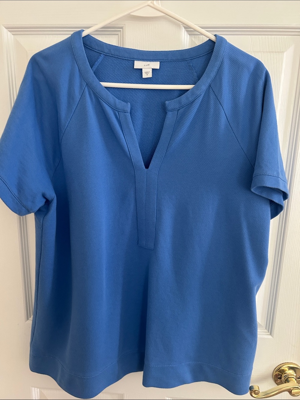 J Jill Women's Blue Split-Neck Top
